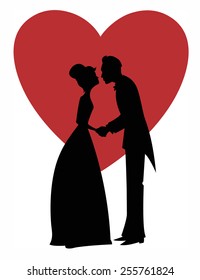 Kissing couple silhouette