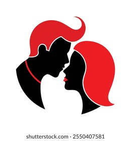 Kissing Couple Silhouette Outline Design 