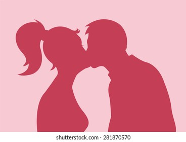 Kissing Couple Silhouette Vector