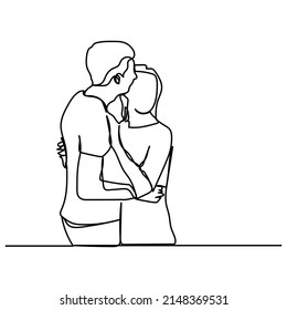 kissing couple single continuous line illustration vector design
