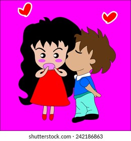 Kissing couple valentine day greeting 