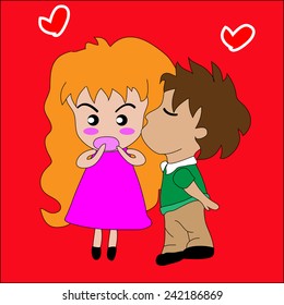 Kissing couple valentine day greeting 