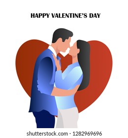 Kissing couple. Valentine's Day. Cute couple. Love day. Vector illustration