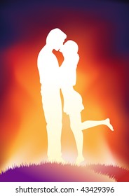 Casal beijando ilustração vetorial.