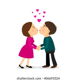 Kissing couple. Young couple kissing vector illustration