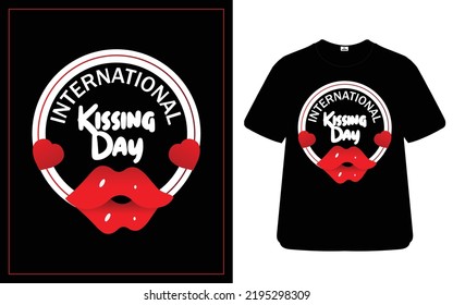 Kissing creative T-shirt design with lips 