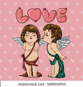 kissing cupids, happy valentines day