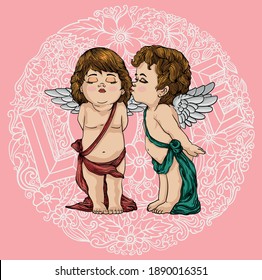 kissing cupids, happy valentines day