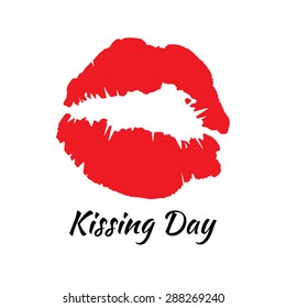 Kissing Day card in vector format with lips.