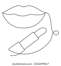 kissing day lips  single line art, continuous one line drawing of  Isolated outline vector icon 