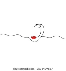 kissing day lips  single line art, continuous one line drawing of  Isolated outline vector icon 
