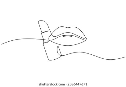 Kissing day lips single line art, continuous one line drawing of Isolated, Lipstick vector one line continuous drawing illustration.