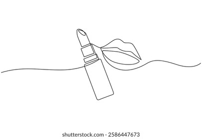 Kissing day lips single line art, continuous one line drawing of Isolated, Lipstick vector one line continuous drawing illustration.