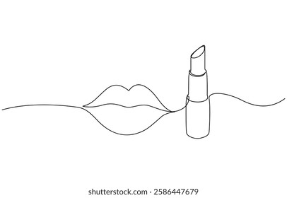 Kissing day lips single line art, continuous one line drawing of Isolated, Lipstick vector one line continuous drawing illustration.