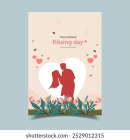 Kissing Day Romantic Couple Illustration Flyer Template