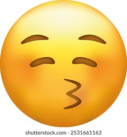 Kissing emoji with closed eyes. Kiss emoticon with happy blushing face.