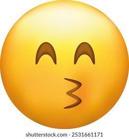 Kissing emoji with closed eyes. Kiss emoticon with happy blushing face.