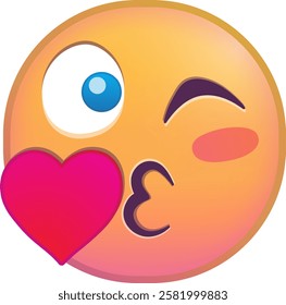 Kissing emoji with a heart and winking eye expression.