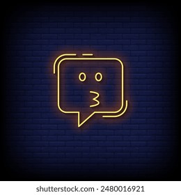 kissing emoji symbol neon sign vector