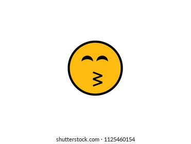 Kissing emoji yellow face expression emoticon symbol vector flirting love