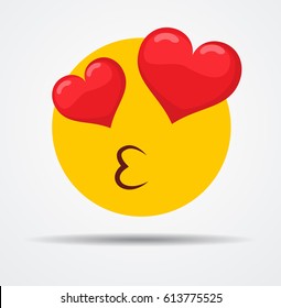 Kissing emoticon in a flat design