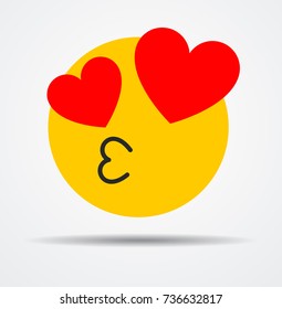 Kissing emoticon in a flat design