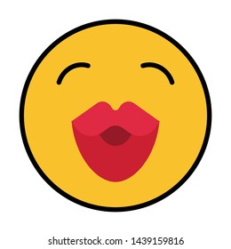 kissing emoticon flat style vector