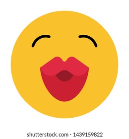 kissing emoticon flat style vector