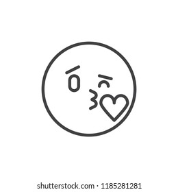 Kissing emoticon outline icon. linear style sign for mobile concept and web design. Emoji blowing a kiss simple line vector icon. Symbol, logo illustration. Pixel perfect vector graphics