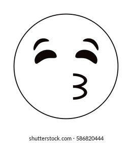 kissing emoticon style thin line