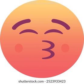 Kissing face with closed eyes emoji icon. Trendy colors, popular element for social media and digital designs. Emoticon, isolated element.