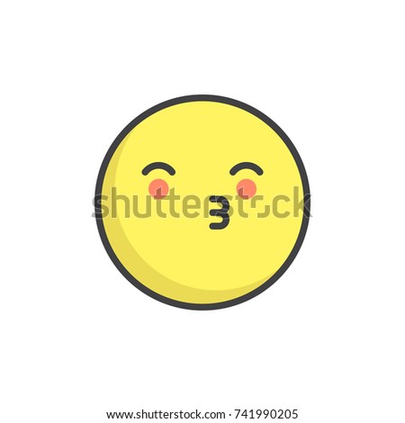 Kissing face emoticon filled outline icon, line vector sign, linear colorful pictogram isolated on white. Emoji smiley symbol, logo illustration. Pixel perfect vector graphics