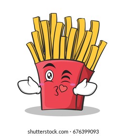 Kissing face french fries cartoon character