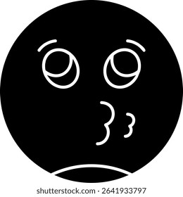 Kissing Face Glyph Vector Icon Design