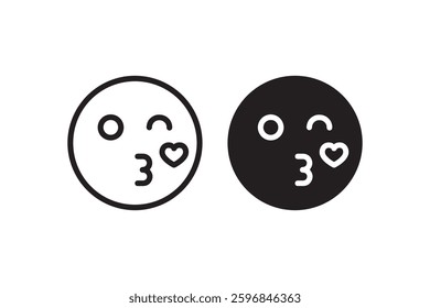 Kissing face with heart icon Vector