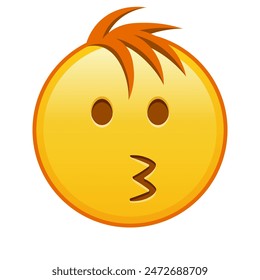 Kissing face Large size of yellow emoji smile with hair
