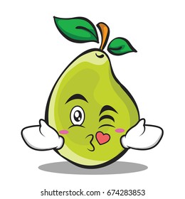 Kissing face pear character cartoon