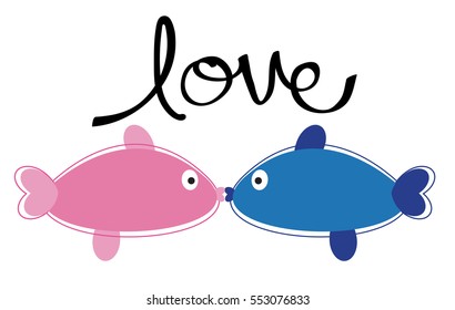 Kissing Fish in Love