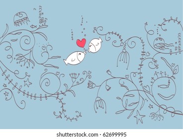 kissing fishes ornament