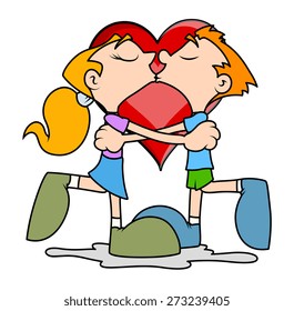 Kissing Funny Cartoon Couple Stock Vector (Royalty Free) 273239405 ...