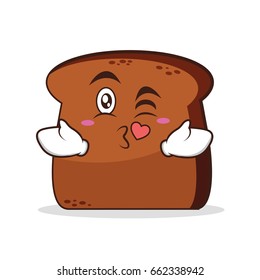 Kissing heart bread cartoon character vector art