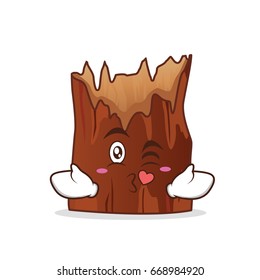 Kissing heart broken tree cartoon character vector illustration