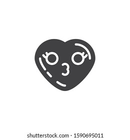 Kissing heart face emoji vector icon. filled flat sign for mobile concept and web design. Heart shape emoticon kiss glyph icon. Love symbol, logo illustration. Vector graphics