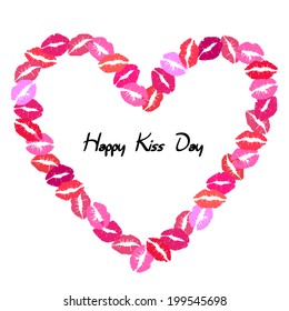 Kissing lips heart frame, isolated on white background