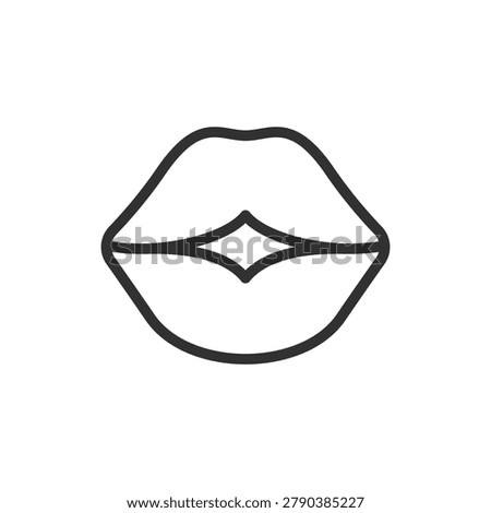 Kissing lips, linear style icon. Kiss gesture and affection expression. Editable stroke width