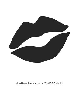 Kissing lips mark in simple vector icon