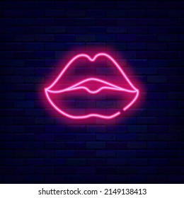 Kissing Lips Neon Icon Cosmetics Shop Stock Vector (Royalty Free ...