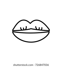 kissing lips vector line icon, sign, illustration on background, editable strokes