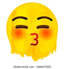 Kissing Mouth Smile Emotion face on paint background vector illustration