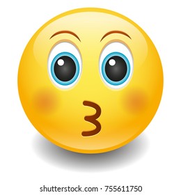 Kissing Open Eyes Expression Emoji Smiley Face Vector Design Art